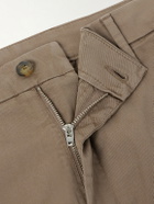 Canali - Straight-Leg Stretch Cotton-Blend Gabardine Shorts - Brown