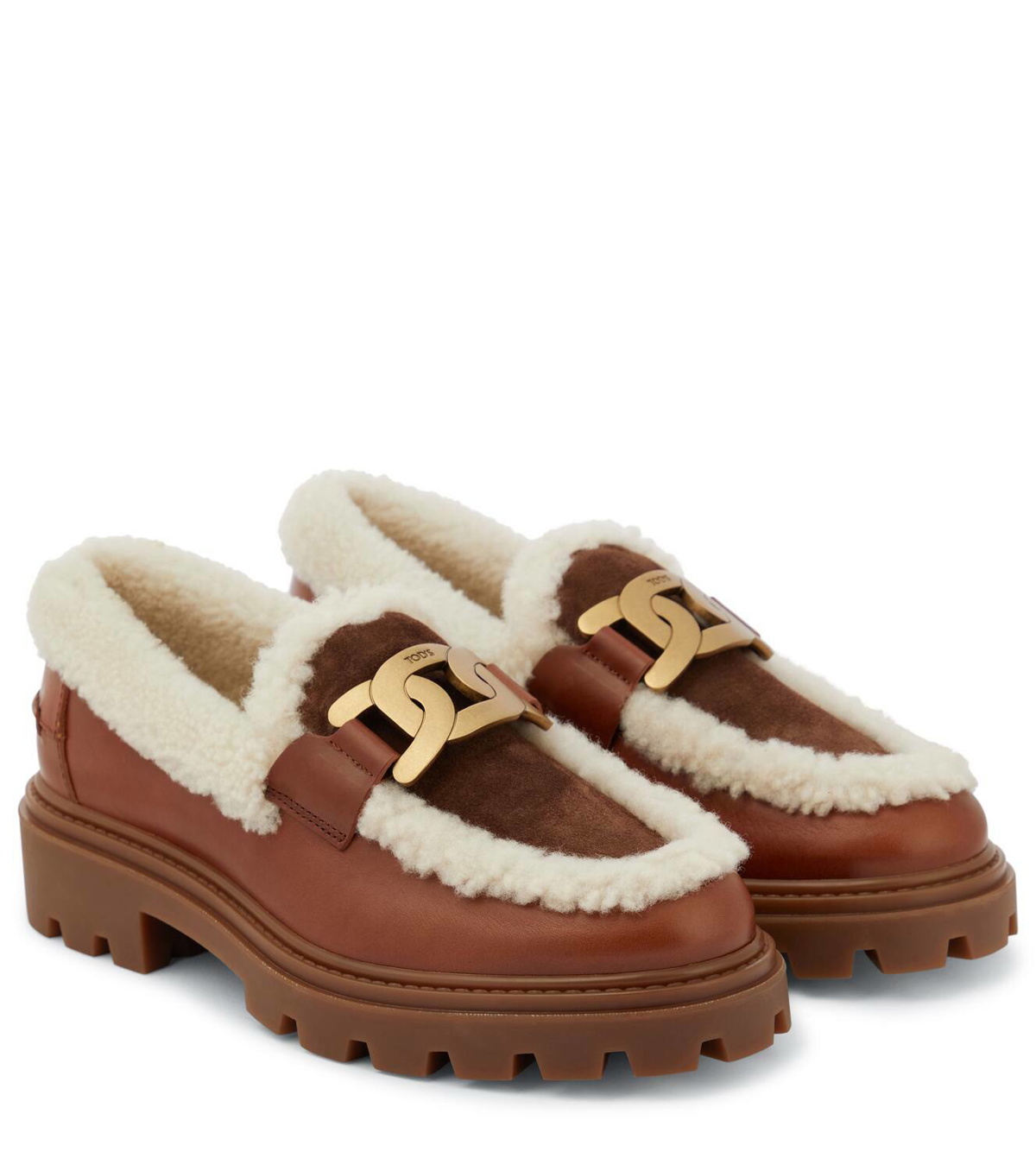 Tod's Kate leather and shearling loafers Tod's