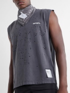 Satisfy - Distressed Logo-Print MothTech™ Organic Cotton-Jersey Tank Top - Gray