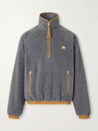 AMI PARIS - Logo-Appliquéd Shell-Trimmed Fleece Half-Zip Sweater - Gray