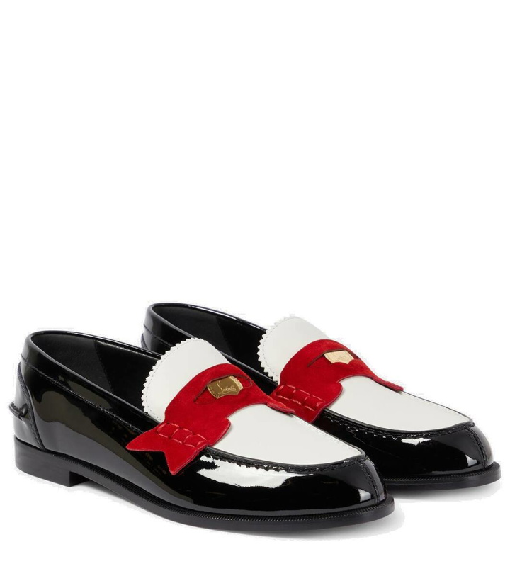 Photo: Christian Louboutin Penny suede-trimmed patent leather penny loafers