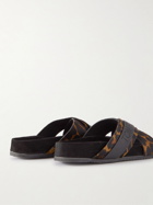TOM FORD - Wicklow Leopard-Print Calf Hair and Leather Slides - Brown