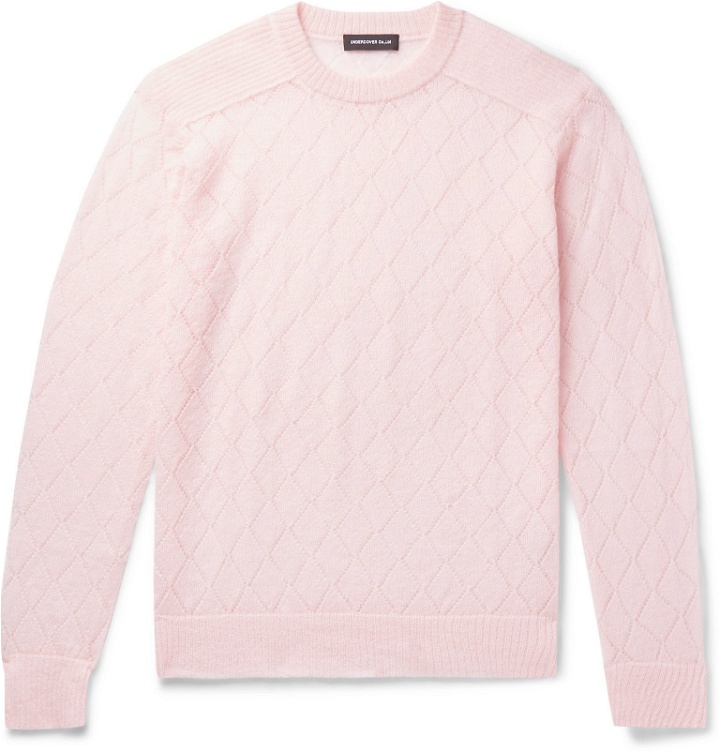 Photo: Undercover - Perforated Argyle Knitted Sweater - Pink