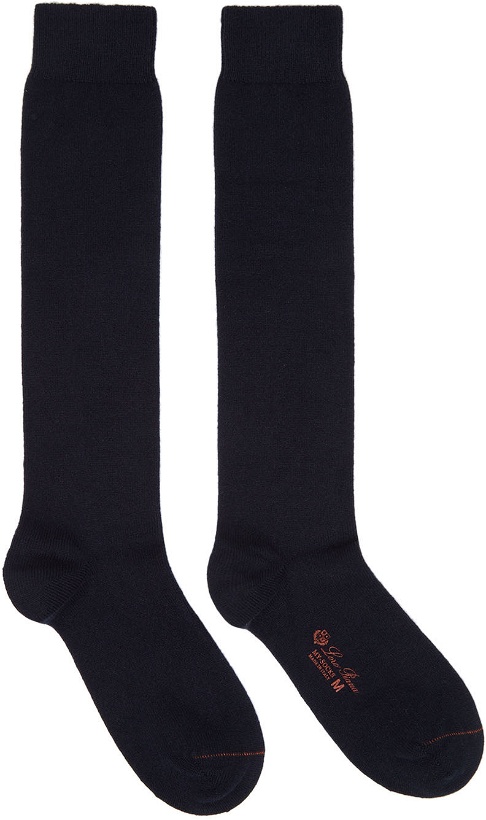 Photo: Loro Piana Navy Classic Cashmere Socks