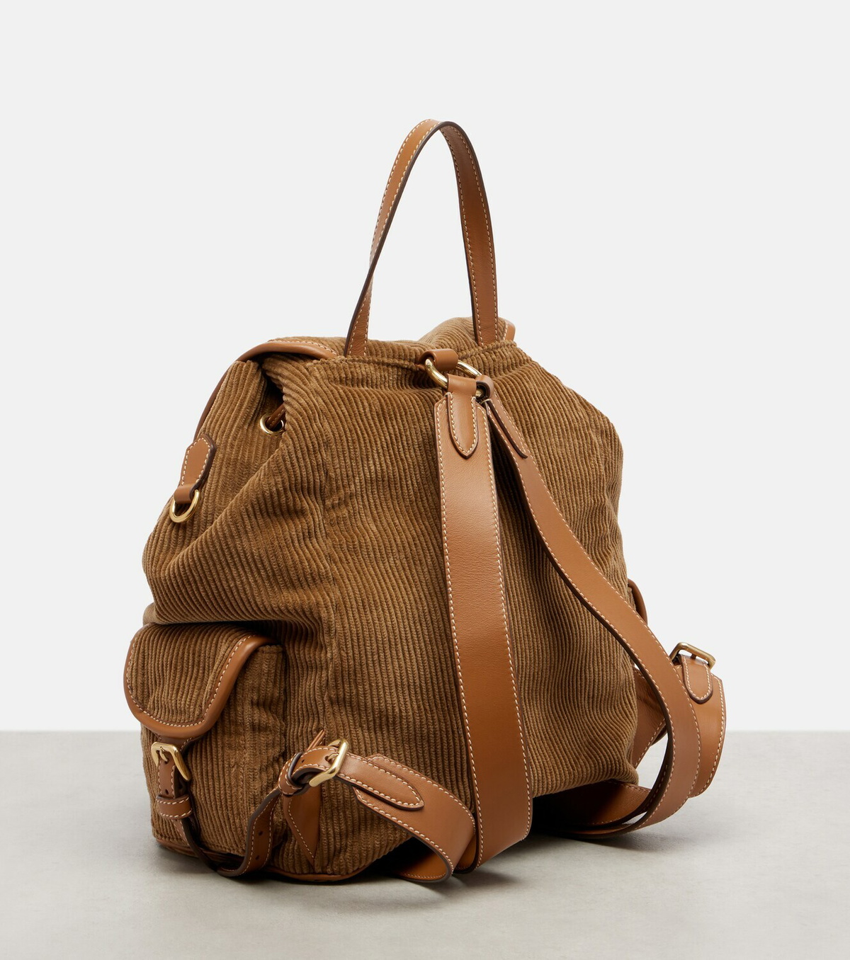 Miu Miu Leather-trimmed corduroy backpack
