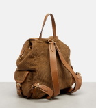 Miu Miu Leather-trimmed corduroy backpack