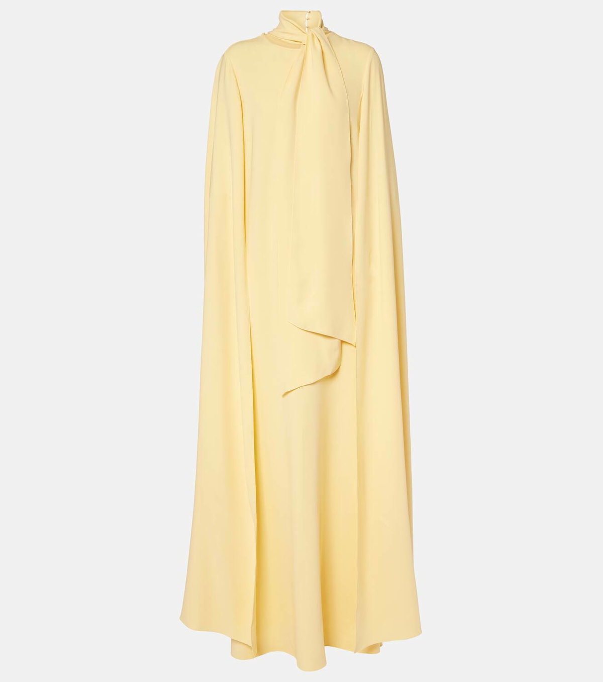 Oscar de la Renta Caped silk-blend georgette gown