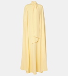 Oscar de la Renta Caped silk-blend georgette gown