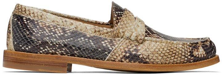 Photo: Rhude Beige & Brown Snake Brown Penny Loafers