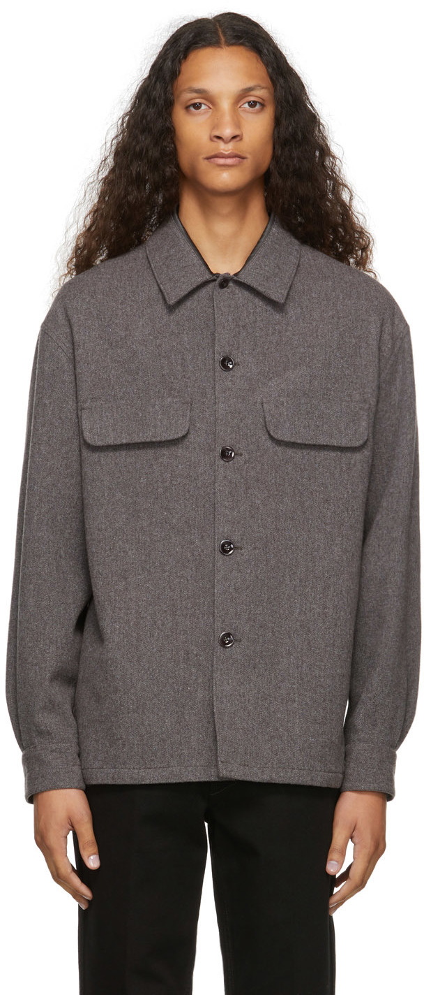 Lemaire Grey Wool Boxy Overshirt Lemaire