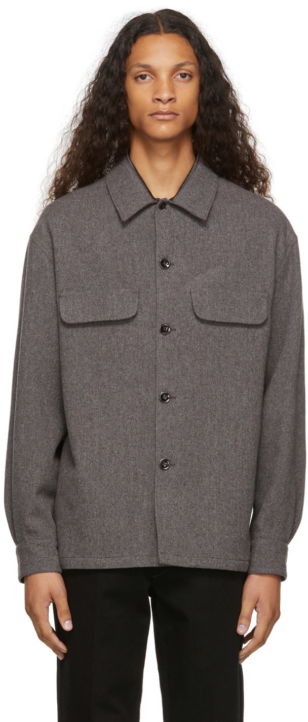 Lemaire Grey Wool Boxy Overshirt