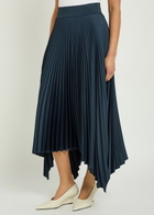 Joseph Ade Plissé Satin Midi Skirt Indigo