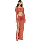 BALMAIN Orange LS Cropped Draped Jersey Top