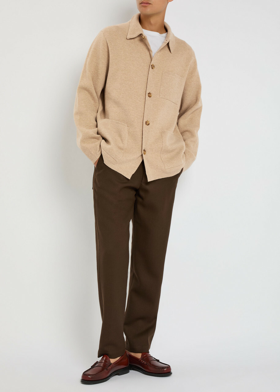 Lardini Melange Wool Overshirt Beige
