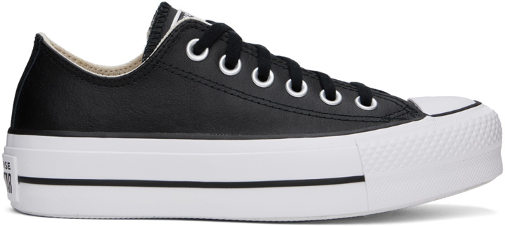 Photo: Converse Black Chuck Taylor All Star Leather Platform Low Top Sneakers