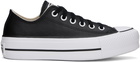 Converse Black Chuck Taylor All Star Leather Platform Low Top Sneakers