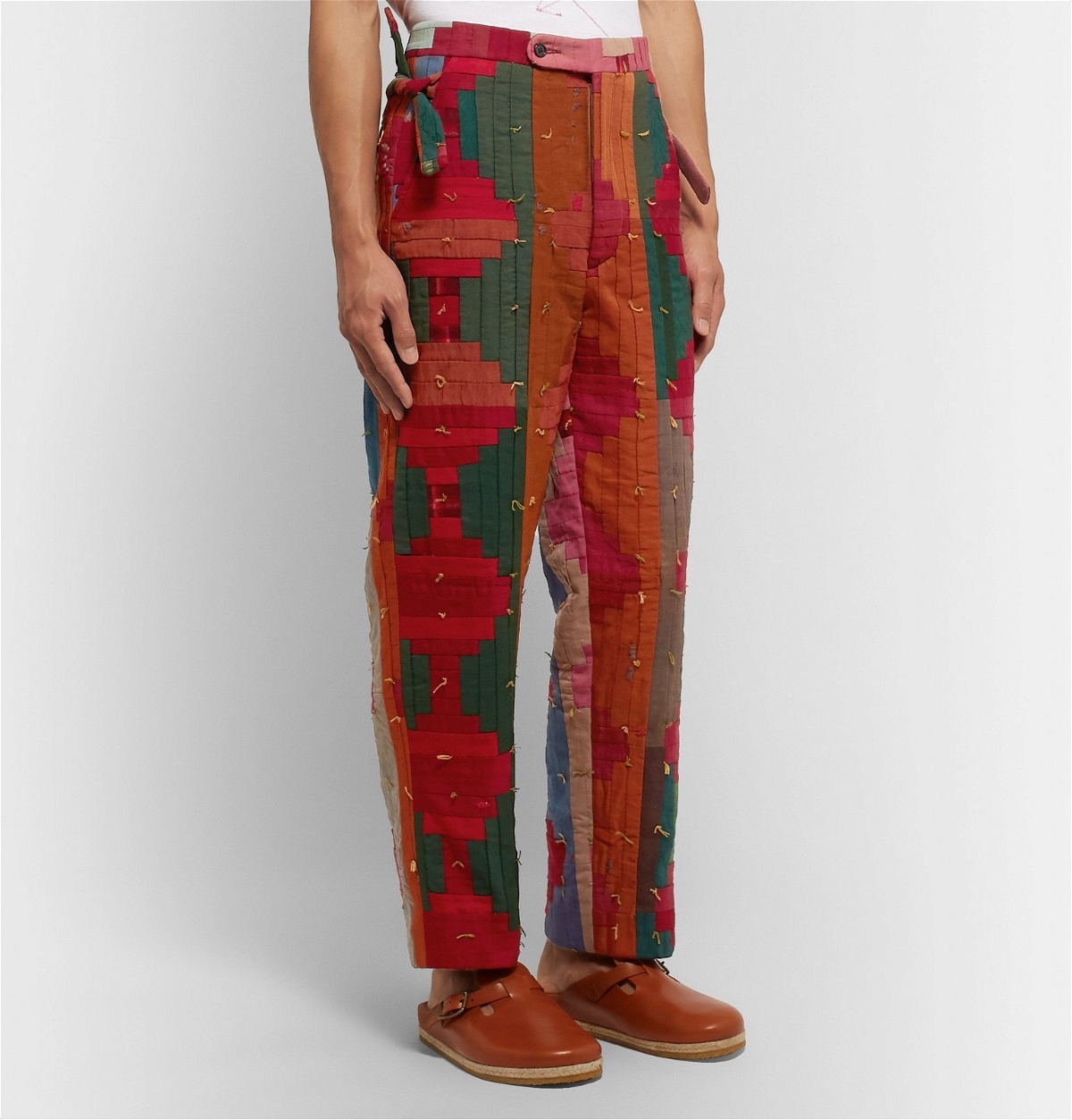 BODE - Patchwork Wool Trousers - Red Bode