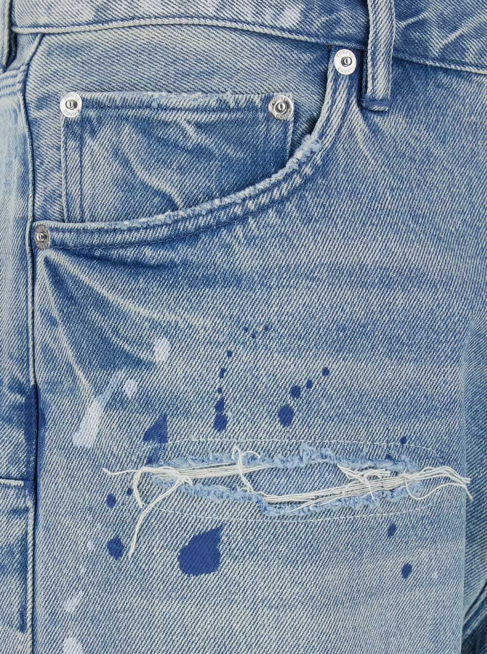 Purple Brand Blue Jeans With Logo Patch On The Rear And All-over Ripped Details In Denim Man