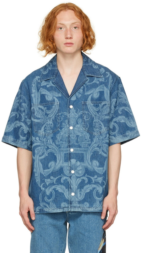 Photo: Versace Blue Denim Baroque Shirt