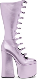 Marc Jacobs Purple 'The Metallic Kiki' Knee High Boots