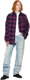 Palm Angels Purple & Black Check Shirt