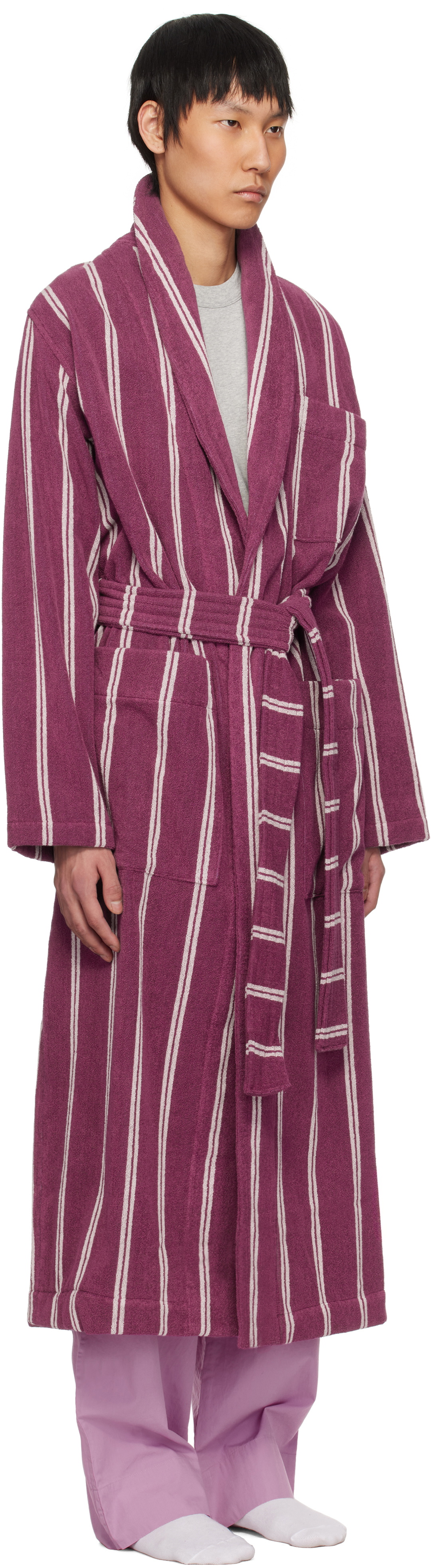 Tekla Purple & Pink Terry Classic Bathrobe