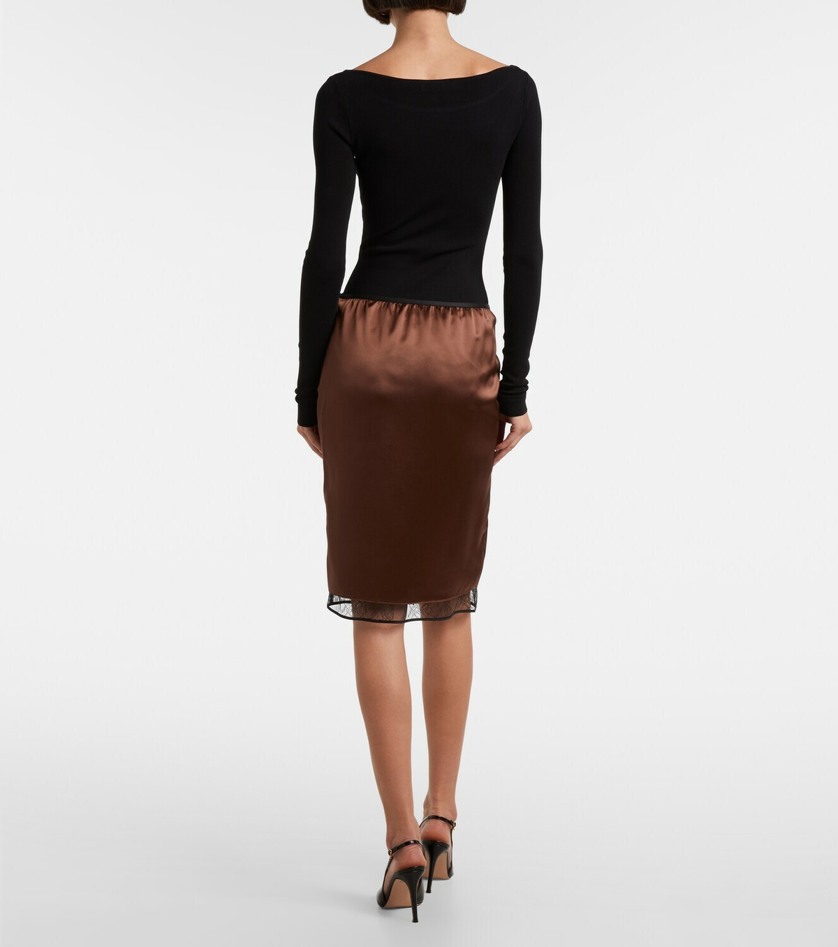 Jacques Wei Lace-trimmed satin miniskirt