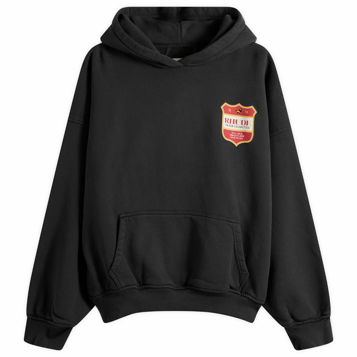 Photo: Rhude Men's Filtaro Crest Hoodie in Vintage Black/Red/Yellow