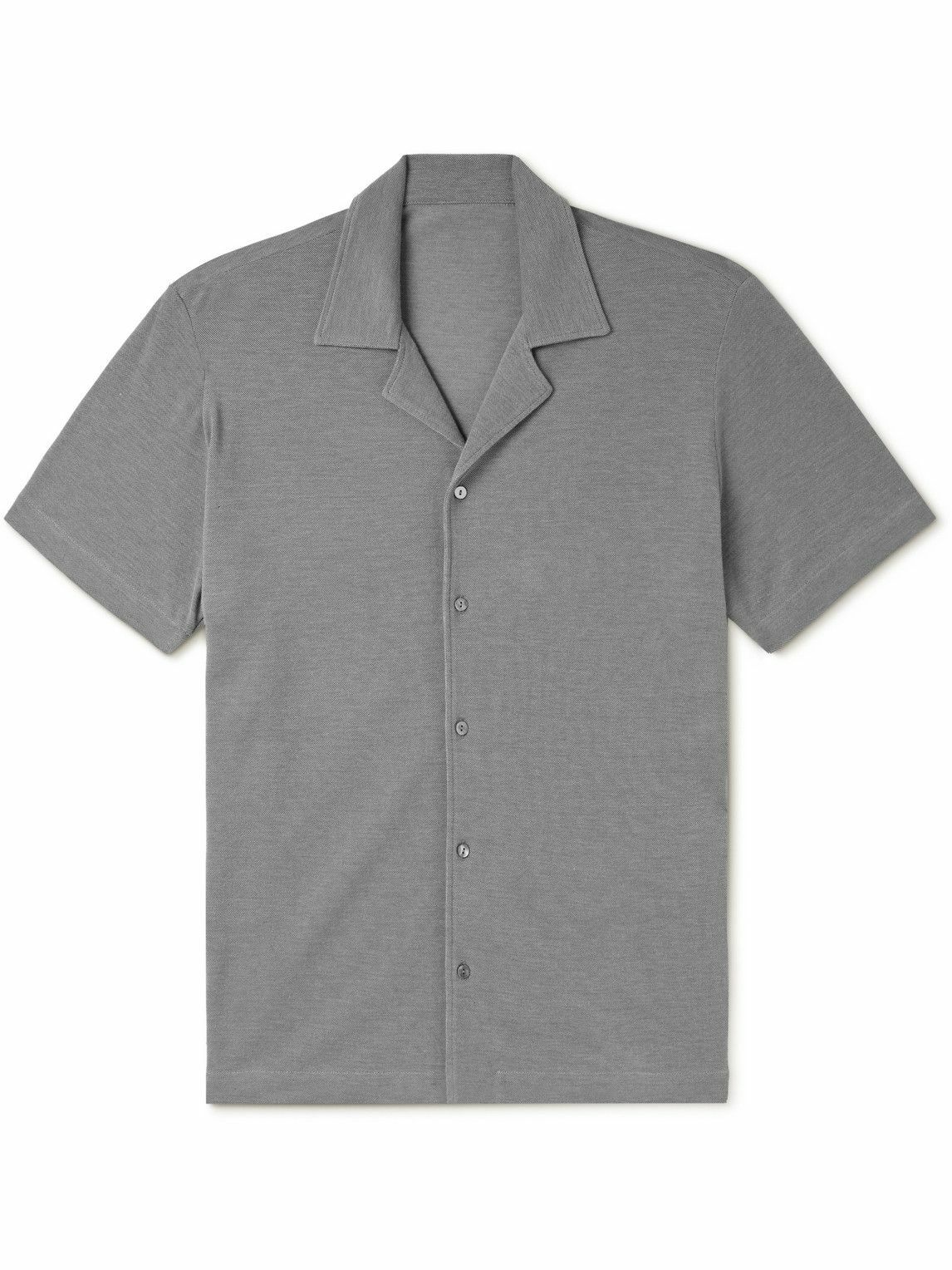 Stòffa - Camp-Collar Cotton-Piqué Shirt - Gray STÒFFA
