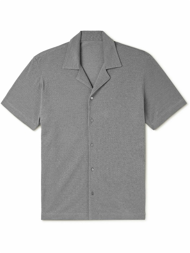 Photo: Stòffa - Camp-Collar Cotton-Piqué Shirt - Gray