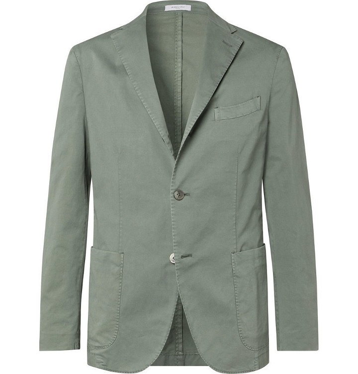 Photo: Boglioli - Green K-Jacket Slim-Fit Unstructured Stretch-Cotton Twill Suit Jacket - Green