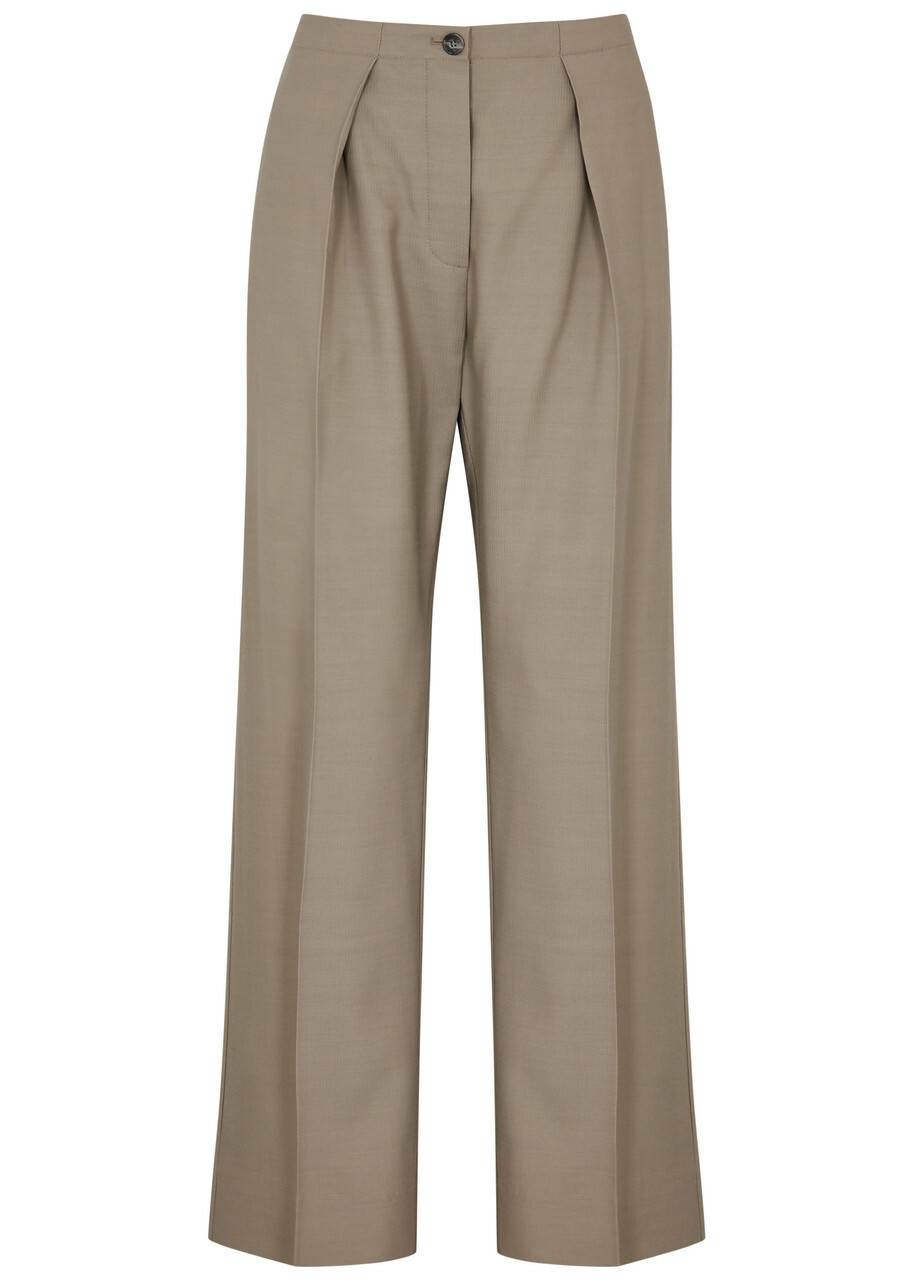 Acne Studios Pleated Straight-leg Woven Trousers Grey