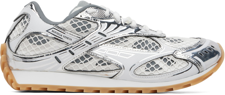 Photo: Bottega Veneta White & Silver Orbit Sneakers