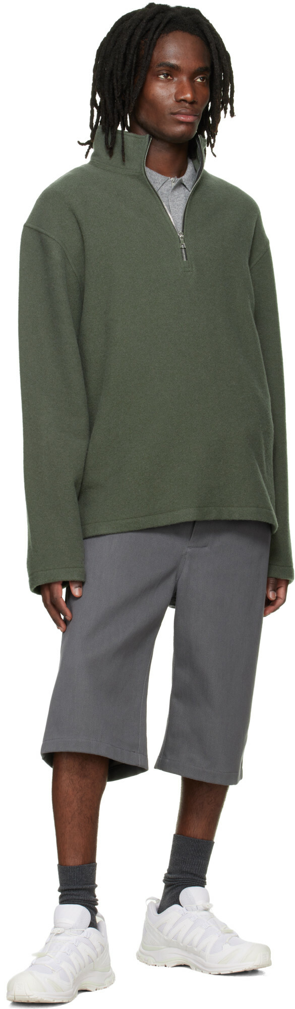 Rier Green Fleece Athletic Sweater