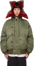 doublet Khaki Petal Mouth Hood Bomber Jacket