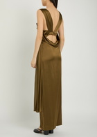 Maison Margiela Draped Satin and Silk-blend Maxi Dress Brown