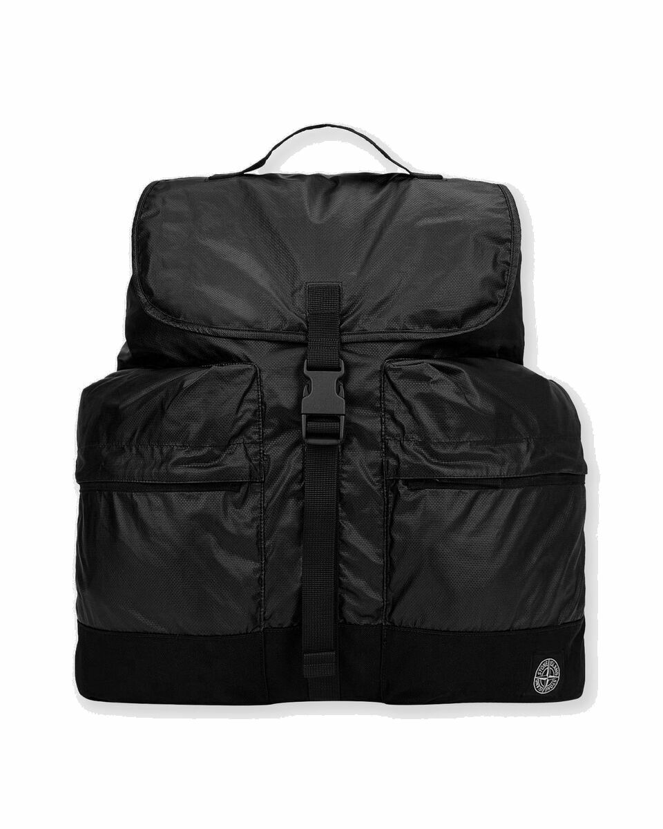 Photo: Stone Island Backpack Mussola Gommata Canvas Garment Dyed Black - Mens - Backpacks