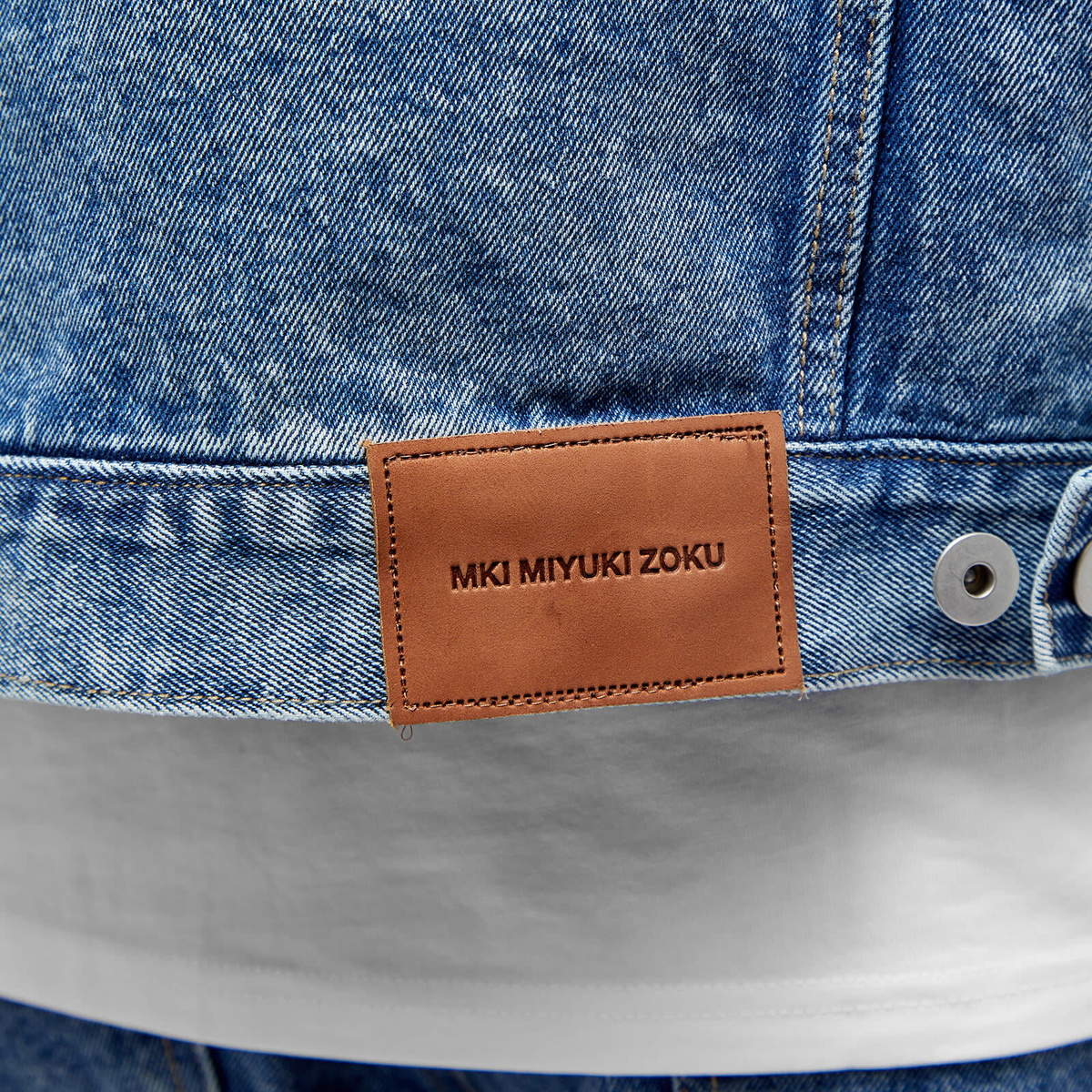 MKI Men's 16oz Denim Trucker Jacket in Bleach Wash MKI