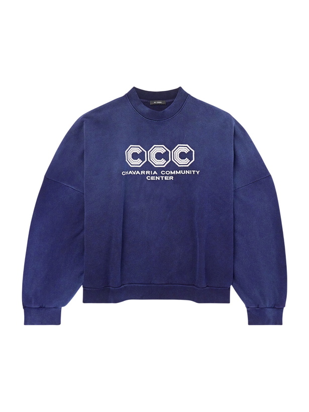 Photo: Willy Chavarria - Hooligan Logo-Embroidered Cotton-Jersey Sweatshirt - Blue
