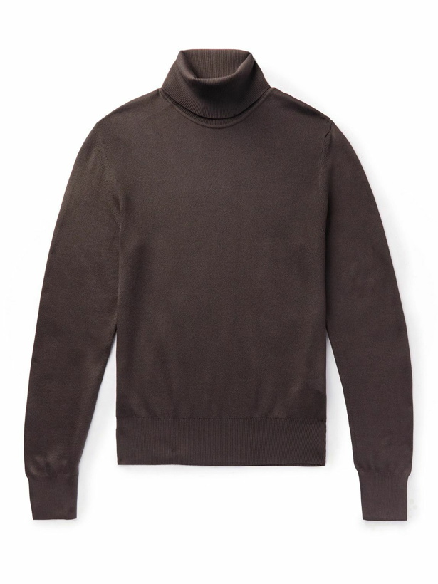 Photo: TOM FORD - Slim-Fit Silk Rollneck Sweater - Brown
