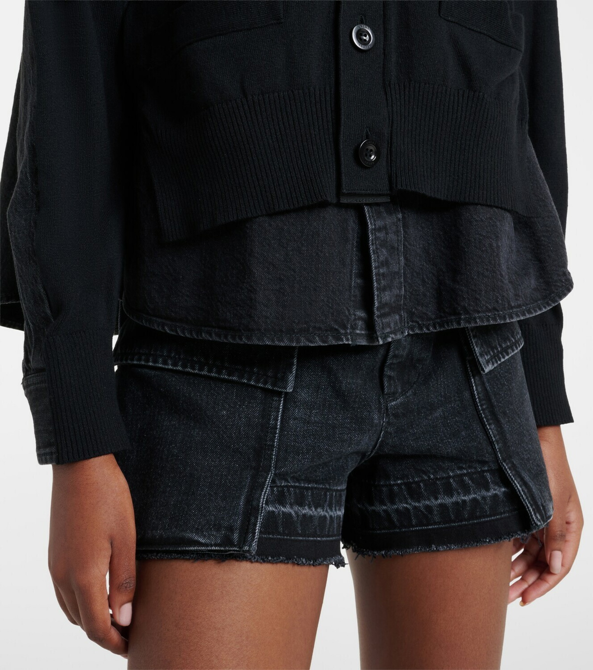 Sacai Paneled cotton-blend cardigan