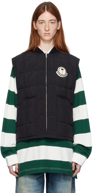 Photo: Moncler Genius Moncler x Palm Angels Black Pinwheel Down Vest