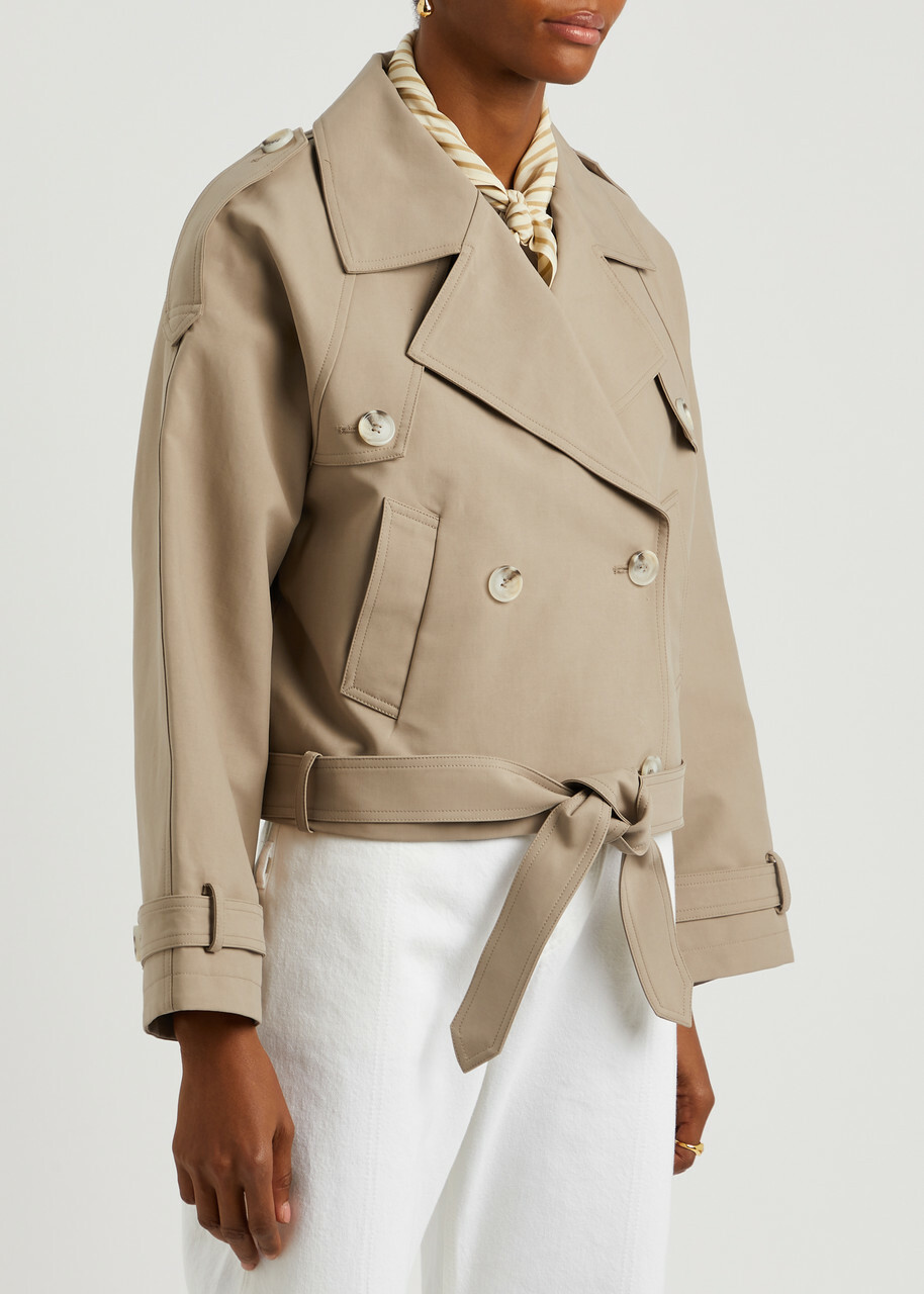 Meotine Bobby Cropped Cotton Trench Jacket Beige