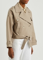 Meotine Bobby Cropped Cotton Trench Jacket Beige