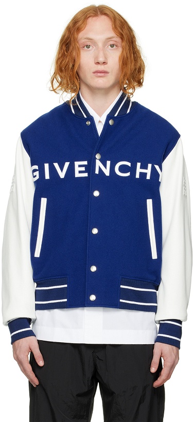 Photo: Givenchy Blue Virgin Wool Bomber Jacket