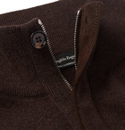 Ermenegildo Zegna - Slim-Fit Nubuck-Trimmed Cashmere Half-Zip Sweater - Dark brown