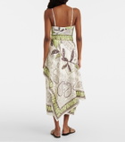 Tory Burch Printed silk satin midi skirt