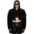 Rick Owens Black Tower Collage Cropped Shearling Bomber Jacket