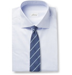 Brioni - Cutaway-Collar Pinstriped Cotton-Poplin Shirt - Blue
