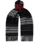 LOEWE - Fringed Logo-Appliquéd Striped Wool, Cashmere and Silk-Blend Scarf - Multi